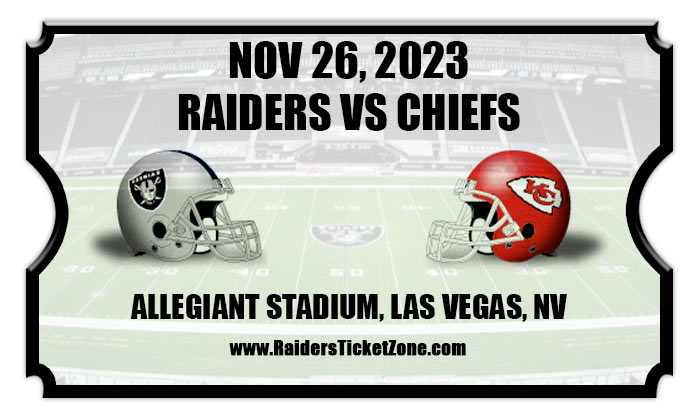 Kansas City Chiefs at Las Vegas Raiders Tickets - 11/26/23 at Allegiant  Stadium in Las Vegas, NV